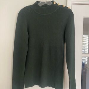 Ellie Tahari - Green Sweater with Gold Detailing on Shoulder & Sleeves
